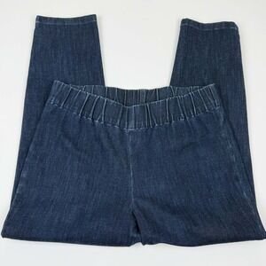 Soft Surroundings Pull On Denim Jeans Women's Medium Elastic Waist Stretch Blue